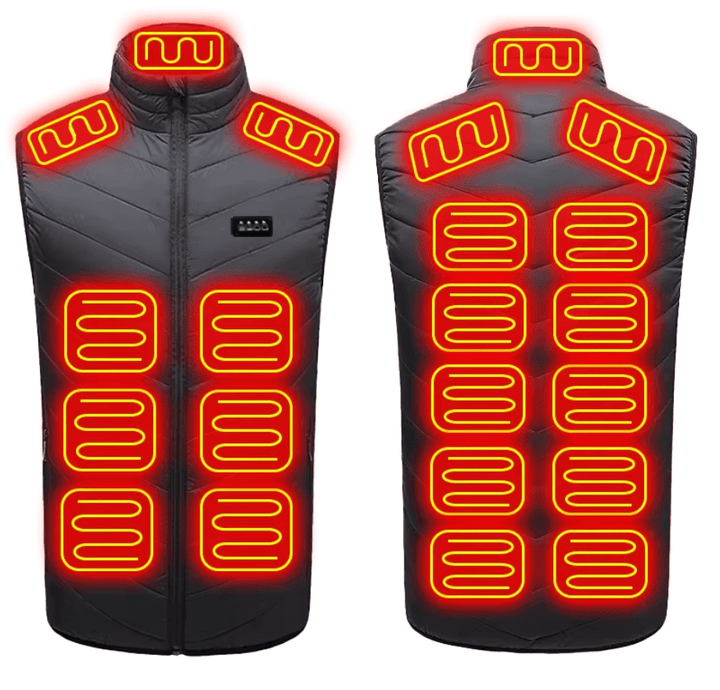 Gilet heated - best of performance offroad equipment front and back view