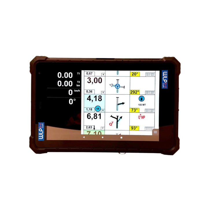 WT - 8 rugged navigation tablet for digital roadbooks - front dashboard view